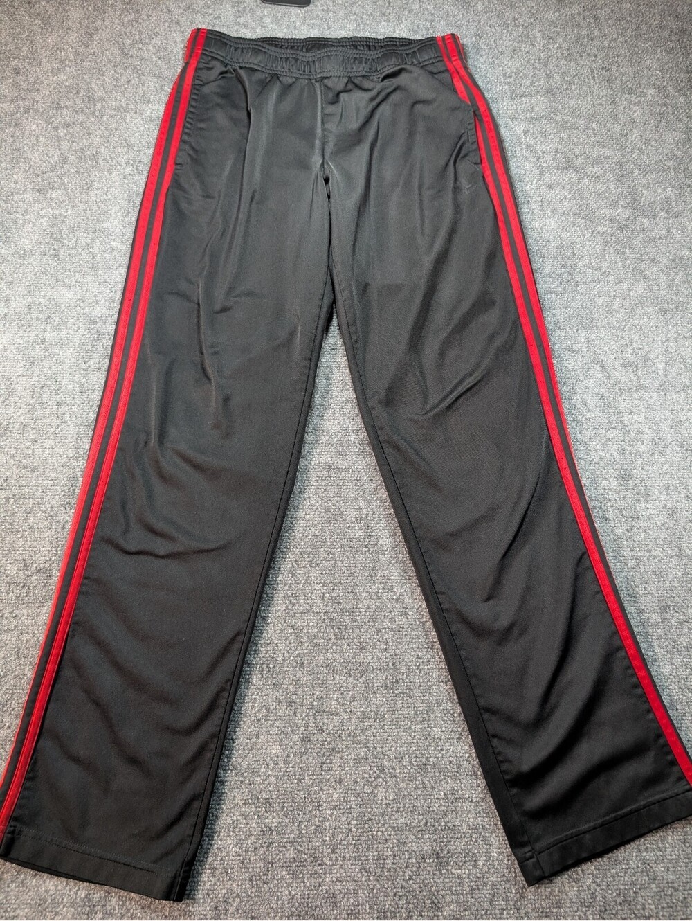 Adidas Mens Medium Red Black Open Hem Track Pants Gym Running Activewear